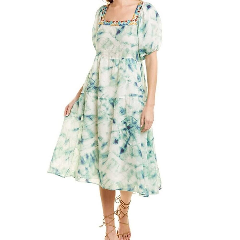 Johnny Was Jade Marble Puff Sleeve Dress Sz S- M NWT